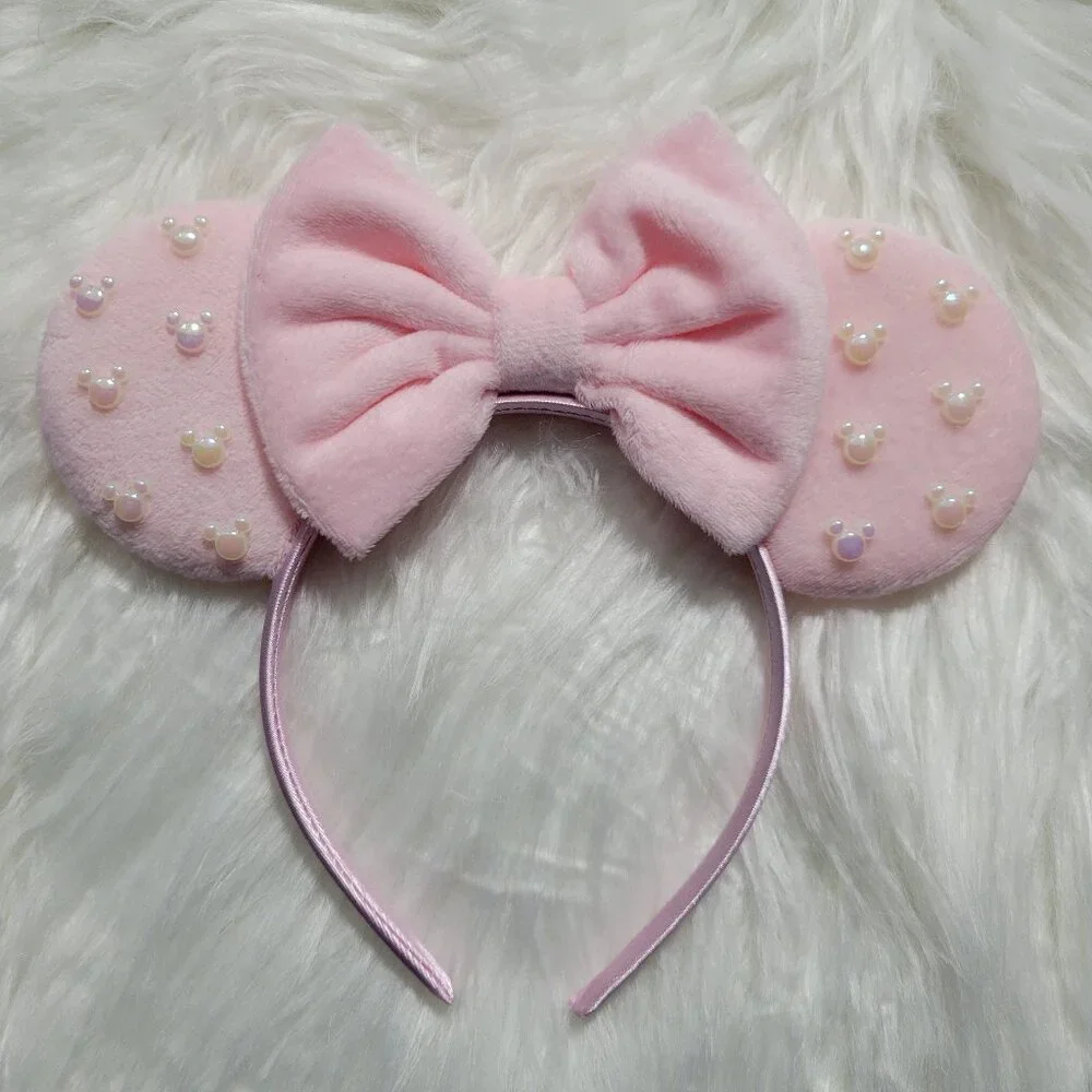 Minnie Mouse Pink Plush Faux Pearl Ears